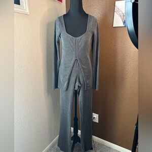 Fashion Nova Gray Striped Knitwear